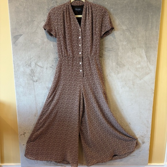 Gillian Vintage Floral 90s Retro Jumpsuit Sz 4 - Picture 1 of 8